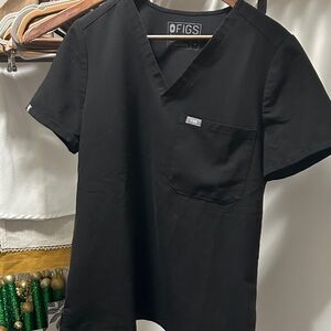 Figs Women's Black V-Neck Short Sleeve scrub top